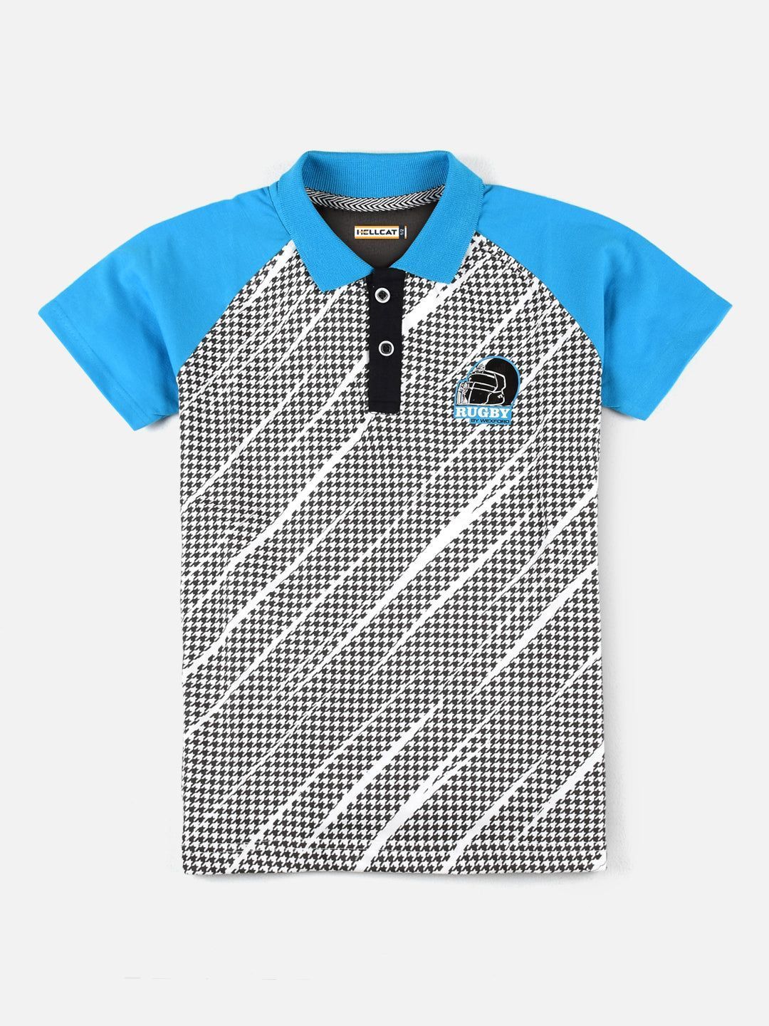 Polo Collar Neck Half Sleeve Cut & Sew Printed T-shirt for Boys