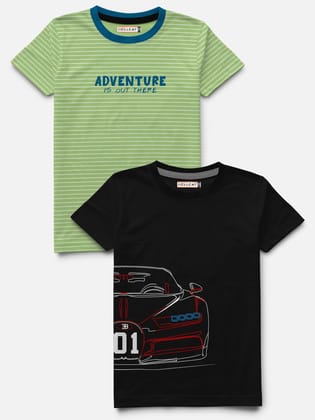 Trendy Pack Of 2 Printed Round Neck Half Sleeve T-shirt For Boys