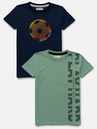 Trendy Pack Of 2 Printed Round Neck Half Sleeve T-shirt For Boys