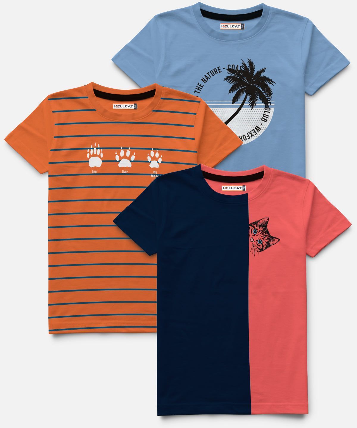 Trendy Pack Of 3 Printed Round Neck Half Sleeve T-shirt For Boys