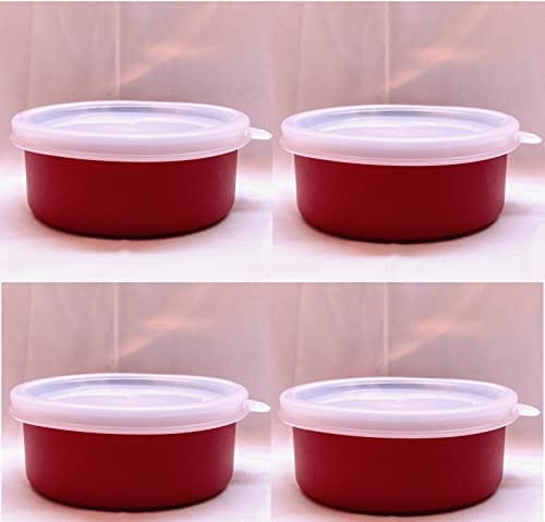 STOREPEDIA Red Stainless Steel Food Containers Set of 4, 1100 ml with Airtight Plastic Leak Proof Lid for Daily Office Home use Ideal For Serving & Storage Containers for Kitchen