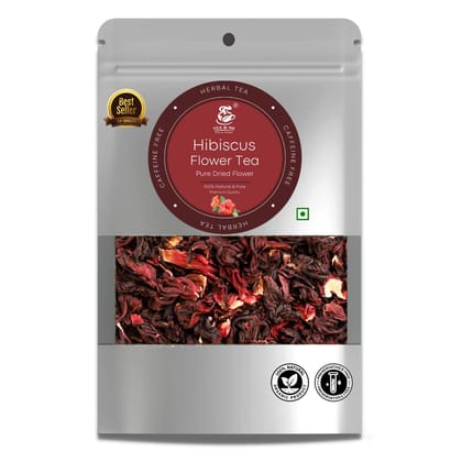 TEA & ME Hibiscus Flower Herbal Tea - Caffeine-Free, Natural Colorant - 100% Organic, Brew Hot or Cold - Ideal for Iced Tea, Cocktails, Mocktails, Syrups - Vegan - 50g