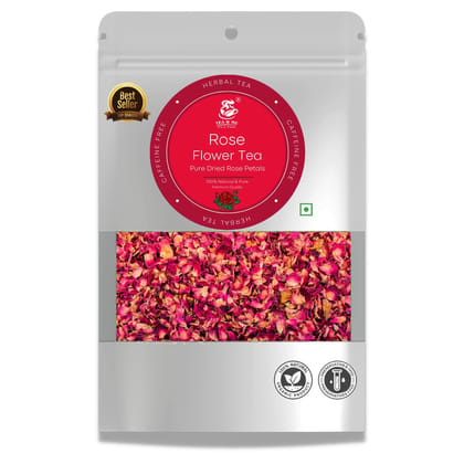 TEA & ME Rose Petals Sun Dried Leaves - Natural Rose Flower Tea Luxury Herbal Fresh Tea | Food Grade Edible Fragrant Natural Healthy Best for Tea - 50 Gm