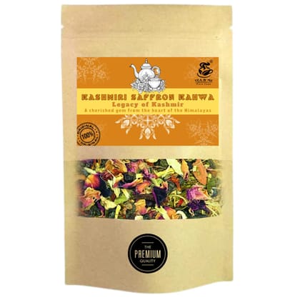 TEA & ME Kashmiri Kahwa, Kashmiri Saffron Kahwa Tea, Kashmiri kesar Kahwa, 100% Authentic Kashmiri Shahi Qawah from Kashmir Pampore, Kashmiri Kahwa Green Tea with Elaichi, Saffron, Clove, Almonds