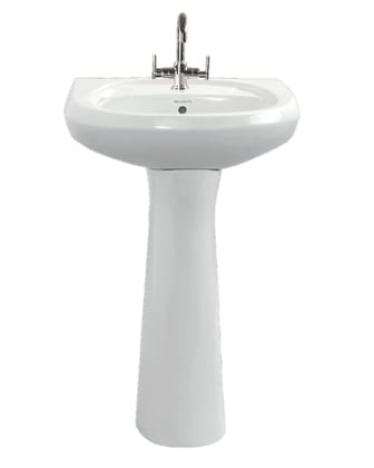 Belmonte Wash Basin with Pedestal, White, Glossy Finish