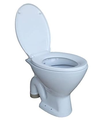 Belmonte Ceramic Floor Mounted European Water Closet/Western Toilet Commode/EWC S Trap with Slow Motion/Soft Close Seat Cover 47cm x 37cm x 40cm White