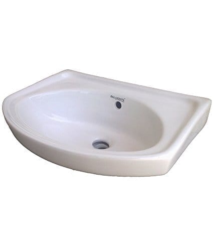 Belmonte Ceramic Wall Mount Wash Basin - Ivory Color Glossy Finish, 18"x12" with Semi-Punched Tap Hole & Overflow Hole, for Bathroom & Toilet