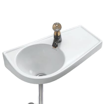 Belmonte Half Stol Platform Wash Basin, White, Glossy Finish