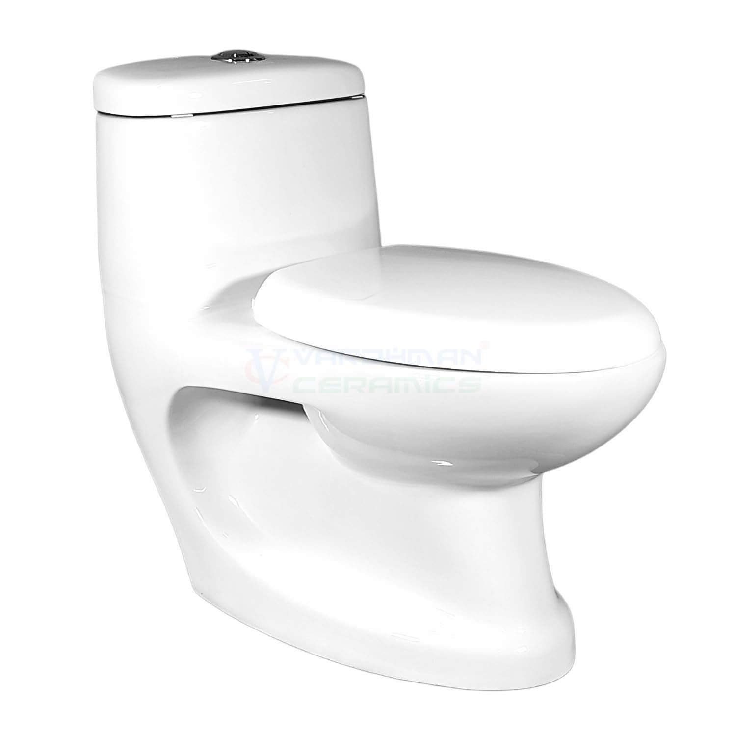 Vardhman Ceramics Water Closet Floor Mounted S Trap WC One Piece Western Commode Outlet on Floor Glossy Finish White for Toilet Bathroom Washroom 807 White