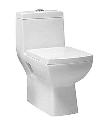 Belmonte Ceramic Floor Mounted One Piece Western Toilet Water Closet Commode EWC Square Outlet Location Floor Side Bottom S Trap Distance 225mm 9 Inch - White