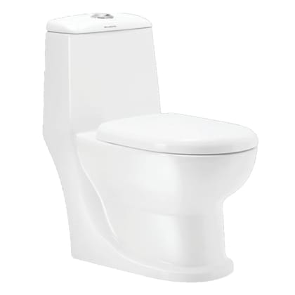 Belmonte Ceramic Floor Mounted Outlet Location Floor Side Bottom One Piece Western Toilet Commode Water Closet Cardin S Trap 225mm 9 Inch with Soft Close Toilet Seat Cover - White