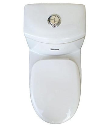 Belmonte Ceramic Floor Mounted Outlet Location Floor Side Bottom One Piece Western Toilet Commode Water Closet WC Eroca S Trap 225mm 9 Inch with Soft Close Toilet Seat Cover - White