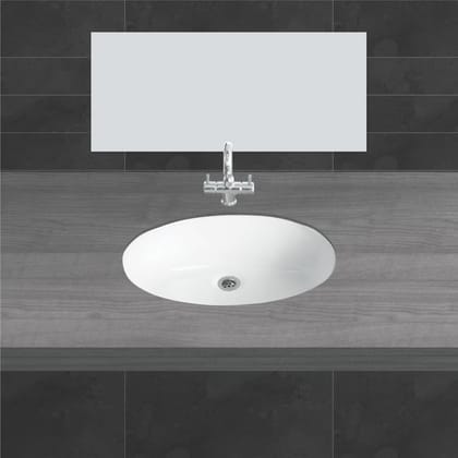 Belmonte Ceramic Oval Shape Under Counter Wash Basin/Sink for Bathroom/Kitchen (22 x 16 Inch)