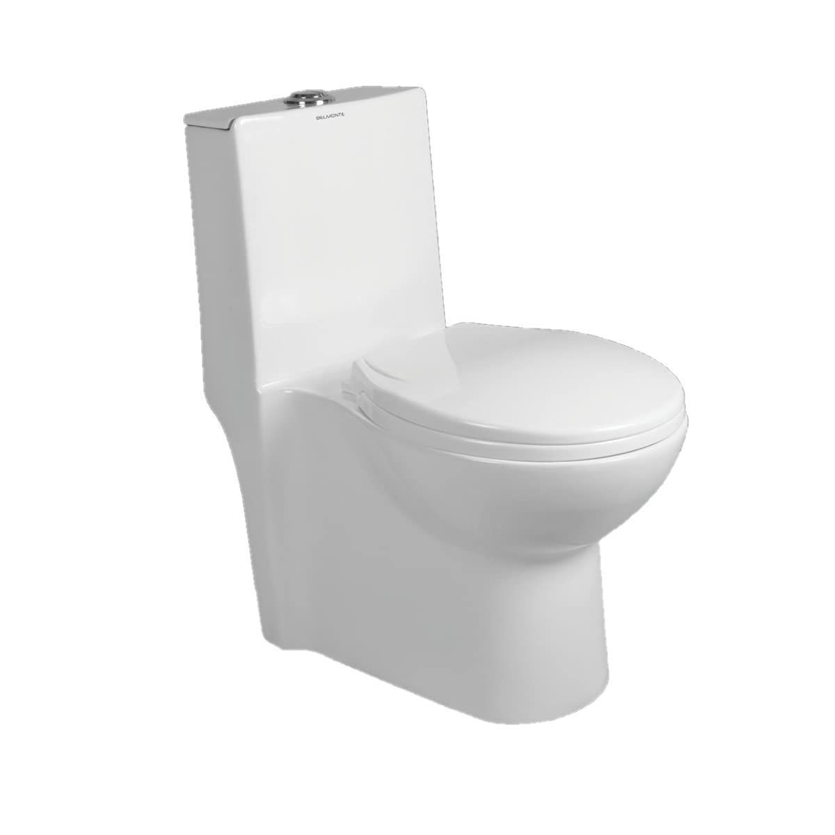 Belmonte Ceramic Floor Mounted Rimless One Piece Western Toilet/Commode/Water Closet/EWC Retro S Trap 300mm / 12 Inch with Syphonic Tornado Flushing Western Commode - White