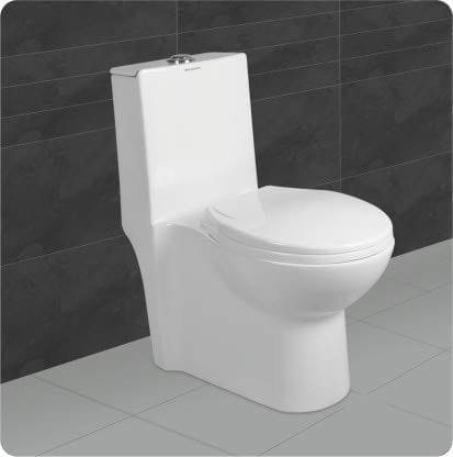 Belmonte Ceramic Floor Mounted Rimless One Piece Western Toilet/Commode/Water Closet/EWC Retro S Trap 230mm / 9 Inch with Syphonic Tornado Flushing Western Commode - White