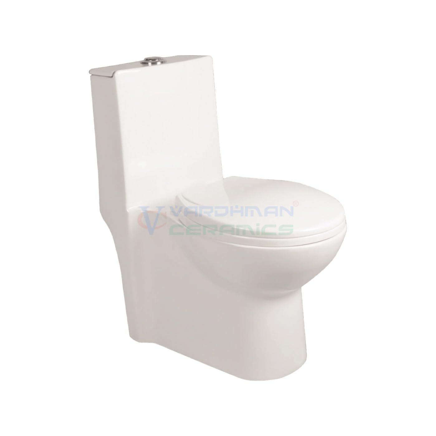 Vardhman Ceramics Western Toilet One Piece Siphonic Tornado Flushing Commode Water Closet Floor Mounted S Trap OUTLET is on FLOOR Glossy Finish White EWC for Bathroom Washroom (RETRO SIPHONIC WHITE)