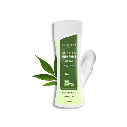 Glamveda Hydrating Aloevera & Neem Body Lotion | Nourishes Skin | Even skin tone | All Skin Types | 100gm