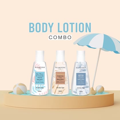 Glamveda Body Lotion Combo | Rice & Ceramide, Glutathione & Botox Body Lotion