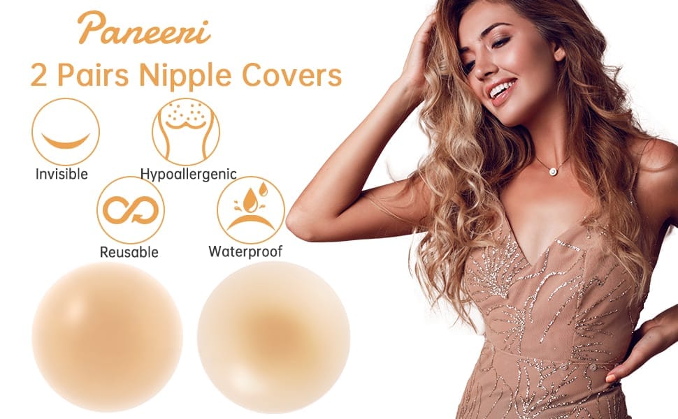 Women's Reusable Nipple Cover - Silicone Nipple Cover Bra Pad - Adhesive Reusable Nipple Pads - Thin Silicone Nipple Cover Pasties