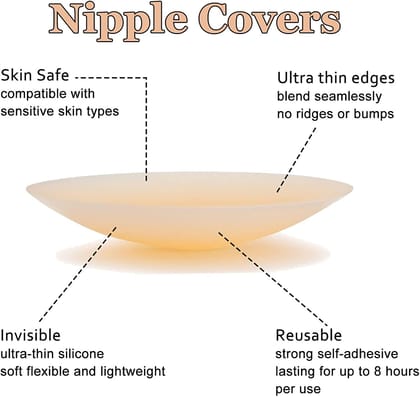 Women's Reusable Nipple Cover - Silicone Nipple Cover Bra Pad - Adhesive Reusable Nipple Pads - Thin Silicone Nipple Cover Pasties