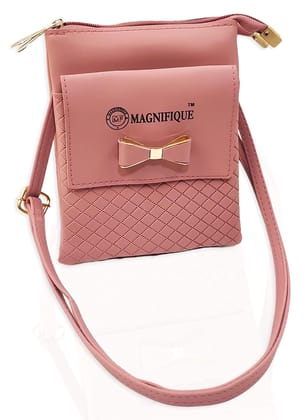 Magnifique Women's Hand/Sling/Side Bag/purse Polyurethane Western (Pink)