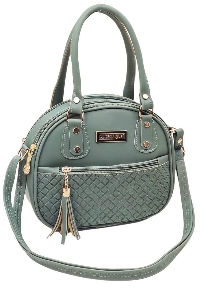 Magnifique Women's Hand/Sling/Side Bag/purse Polyurethane Western (Green)