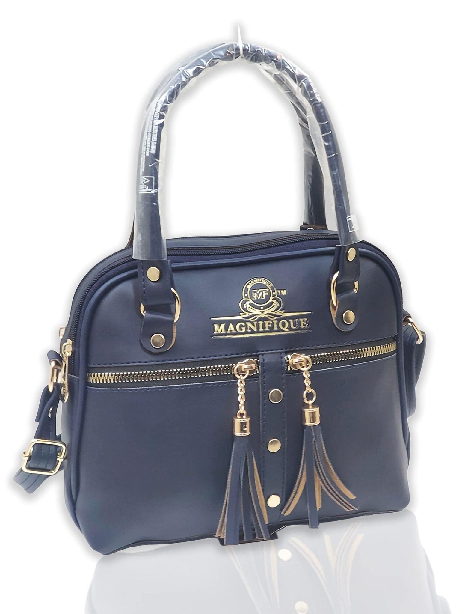 Magnifique Women's Hand/Sling/Side Bag/purse Polyurethane Western (Blue)