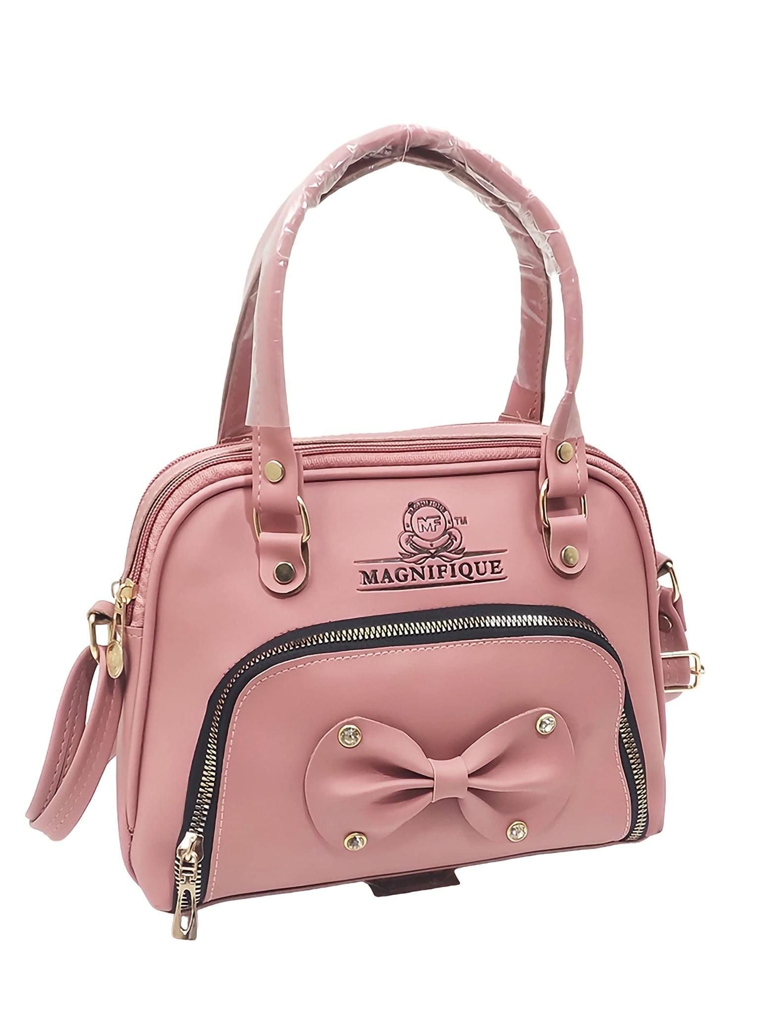 Magnifique Women's Hand/Sling/Side Bag/purse Polyurethane Western (Pink)