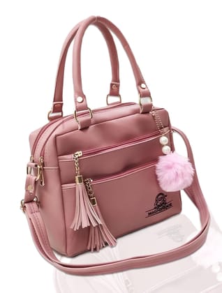 Magnifique Women's Hand/Sling/Side Bag/purse Polyurethane Western (Pink)