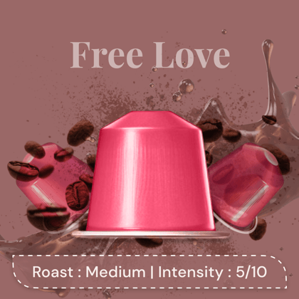 Free Love Espresso Pods - Intensity 5 | Nespresso Compatible | Medium Roast | Premium AA+ Grade Beans | Aluminum Capsules