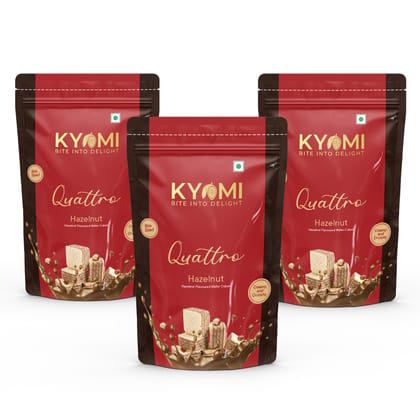 Kyomi Quattro Hazelnut Flavour Wafer Cubes, 450g | Crispy & Delicious Wafers Perfect for Snacking (Pack of 3)