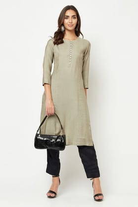 Light Grey Straight Fit Kurta