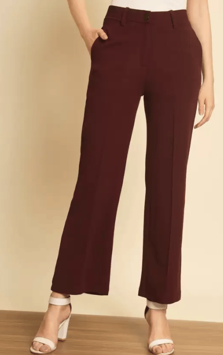 Women Regular Fit Maroon Lycra Blend Trousers