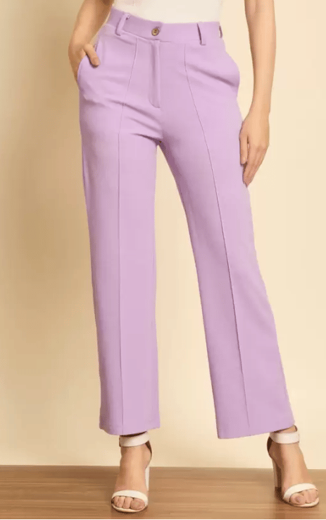 Women Regular Fit Purple Lycra Blend Trousers