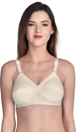 FASHION BONES Women's Cotton Cross Bra for Women and Girls | Full Coverage, Non-Padded | Daily Use Cotton Bra | Beige-White (Combo of 2)