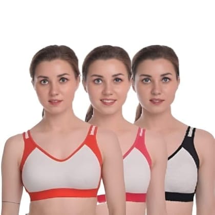 FASHION BONES Full Coverage | Sports Cotton Blend Bra | Pull-on Bra for Women Combos | Multicolor Size (28-40)