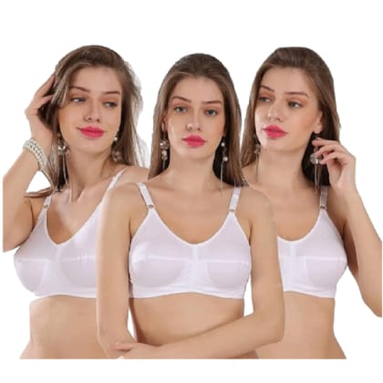 Fashion Bones Pure Cotton Full Coverage | Push Up Non Padded Wire Free | Daily Use Bra | for Women and Teenage Girls | Size A - B - C - D - DD Pack of 3