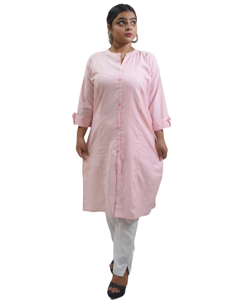 Women's Pure Cotton Solid Color Straight Kurta