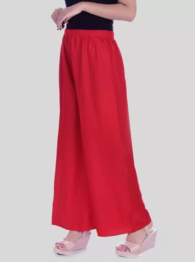 Women's Rayon Red Palazzo