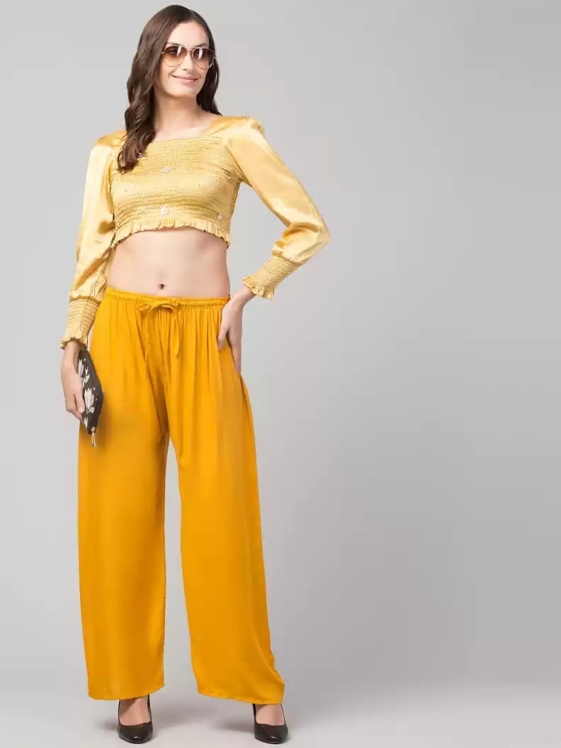 Women's Rayon Yellow Palazzo