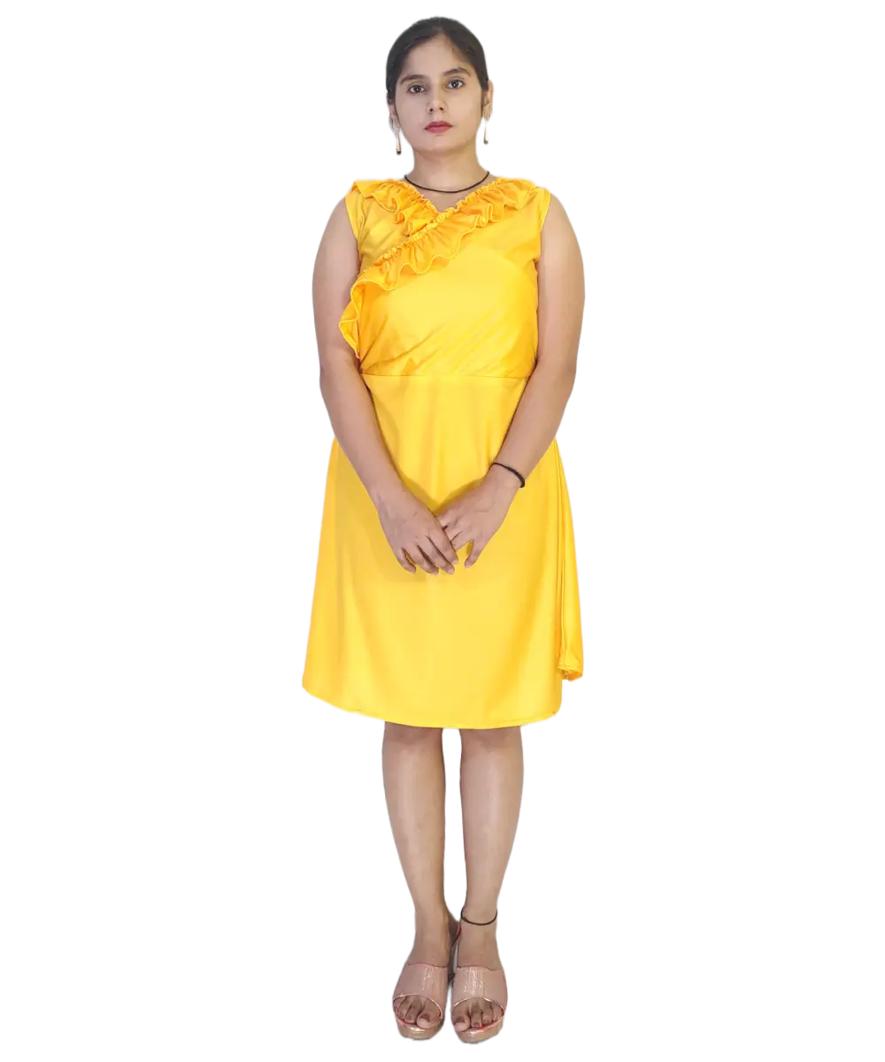 Women's Sleeveless Lycra Dress Yellow Color