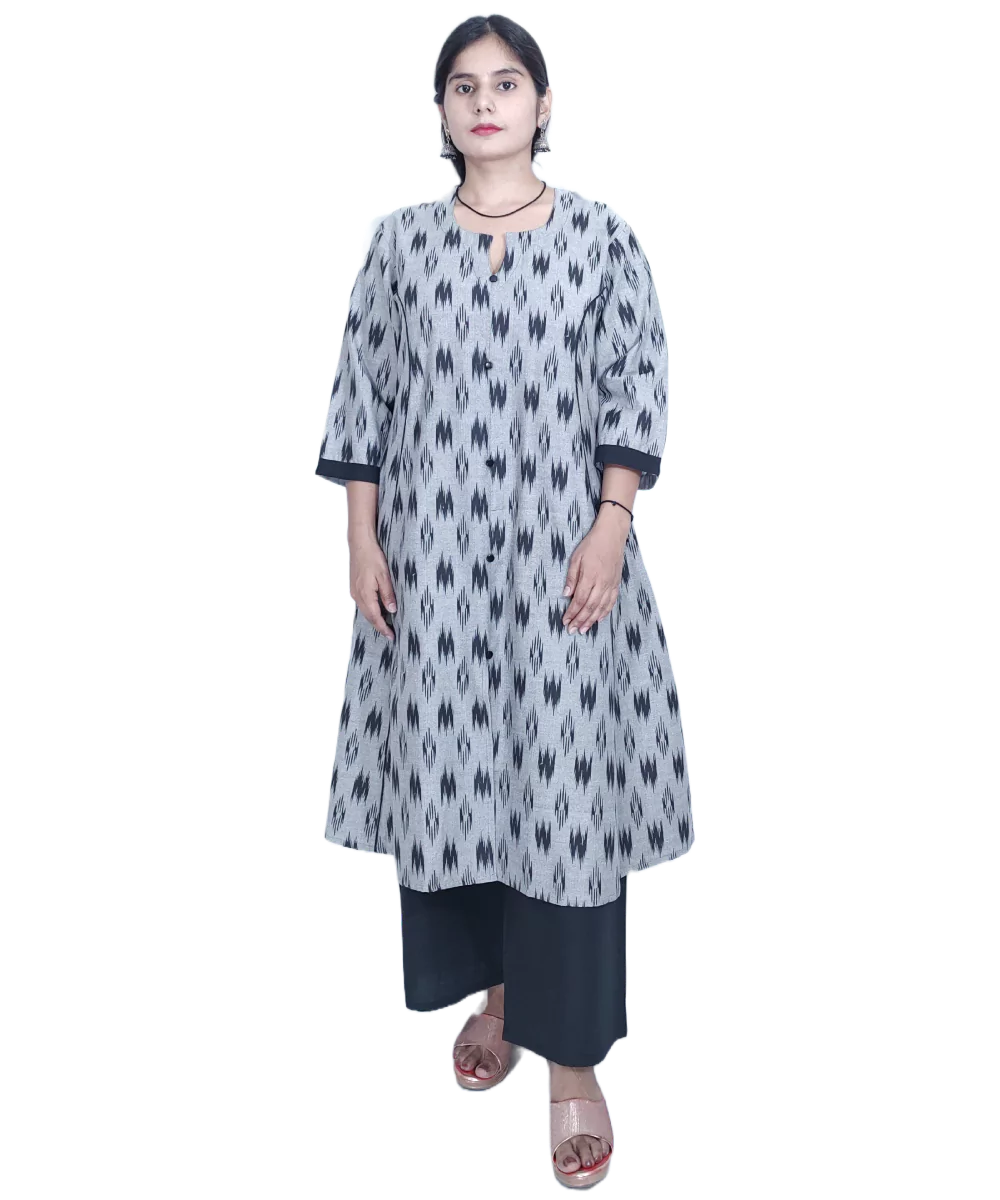 Women's A-Line Black Cotton Kurta & Palazzo Set