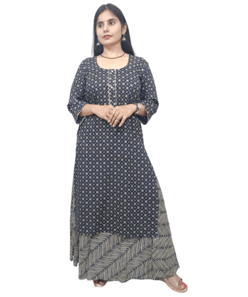 Women Blue Kurta and Skirt Set Viscose Rayon