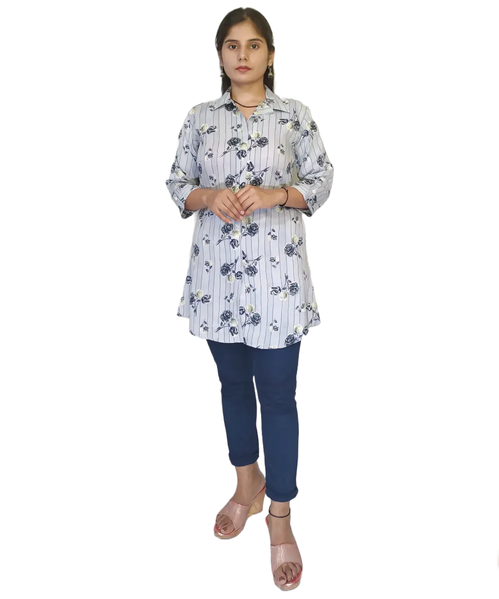 Women's Floral Print Crepe  Top