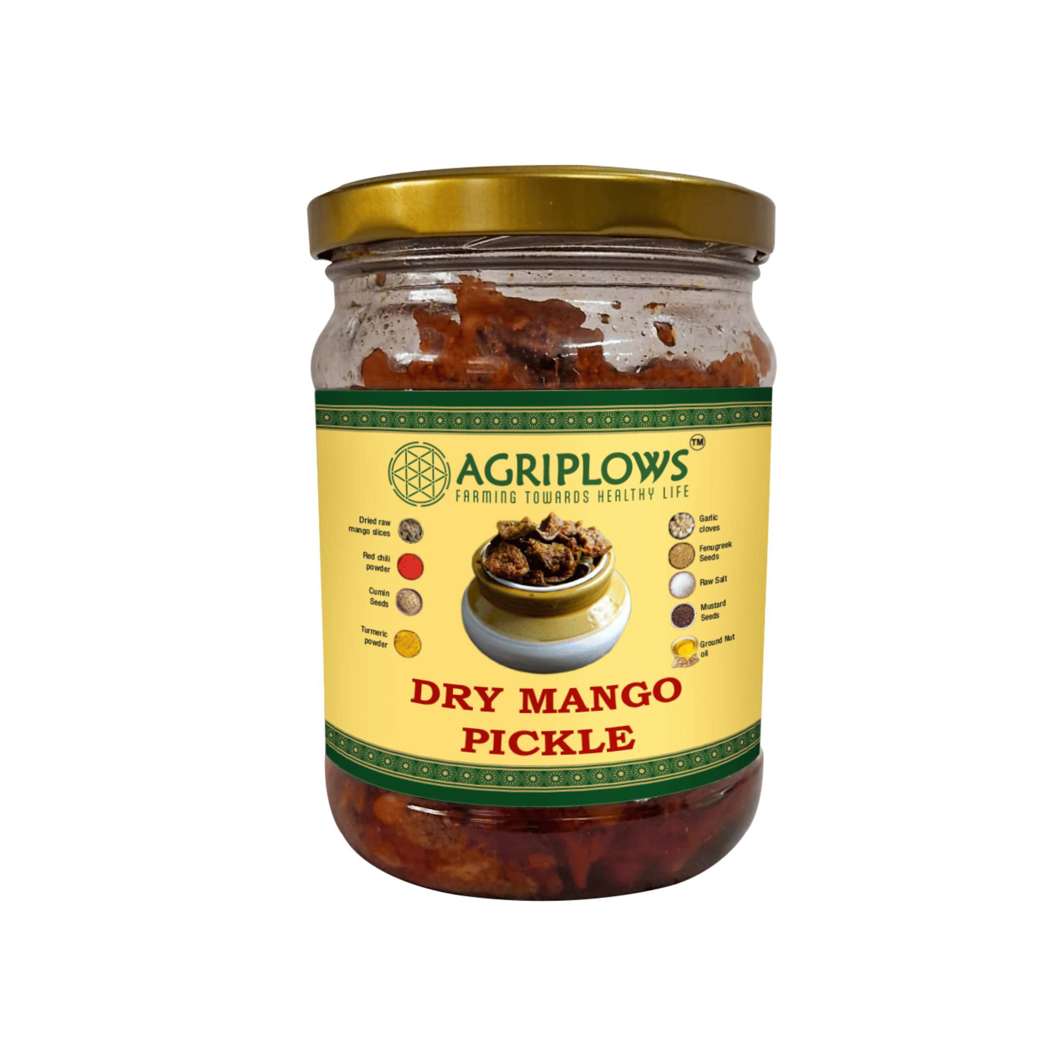 Agriplows Dry Mango Pickle, 500 g