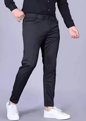 Solid Men Black Track Pants