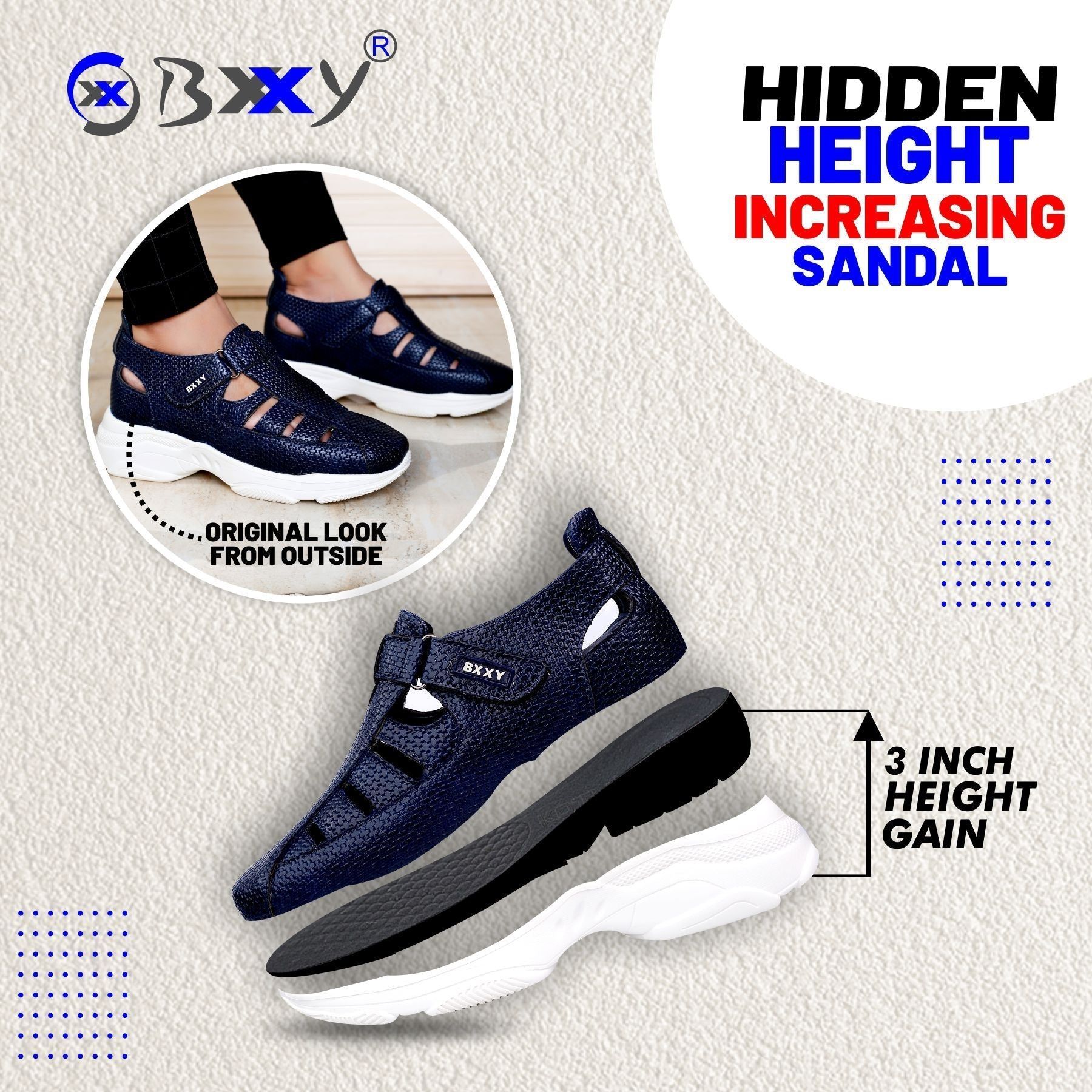 Bxxy's 3 Inch Height Increasing Elevator Sandals for Men