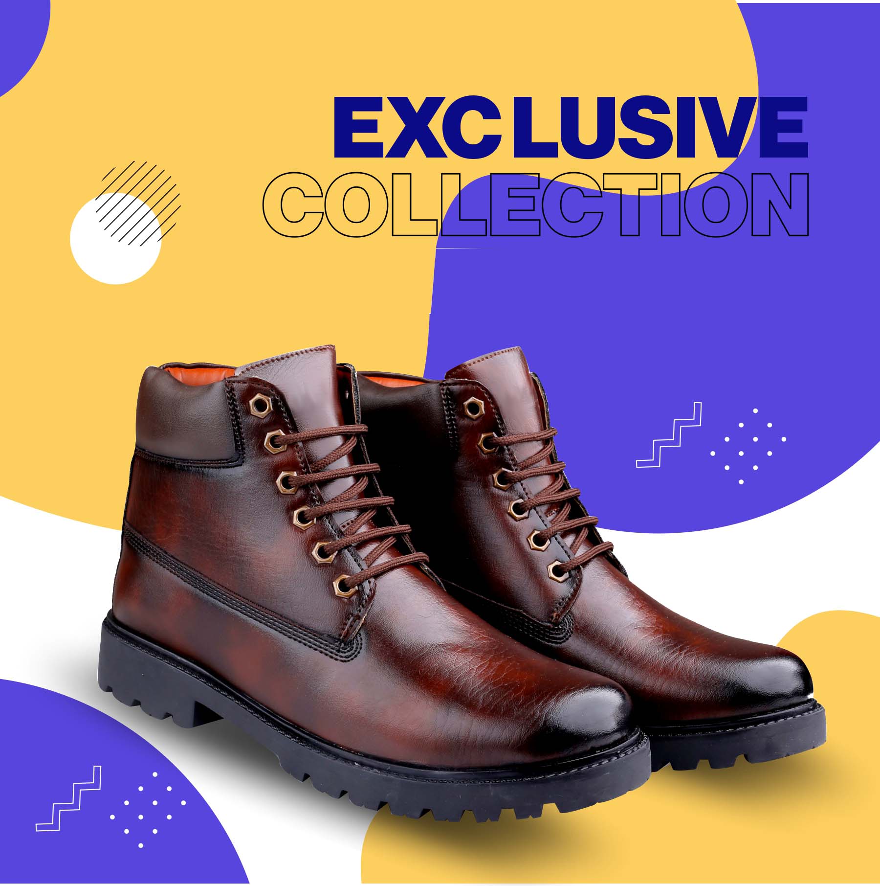 Bxxy's Faux Leather Chelsea Ankle Lace-up Boots for Men