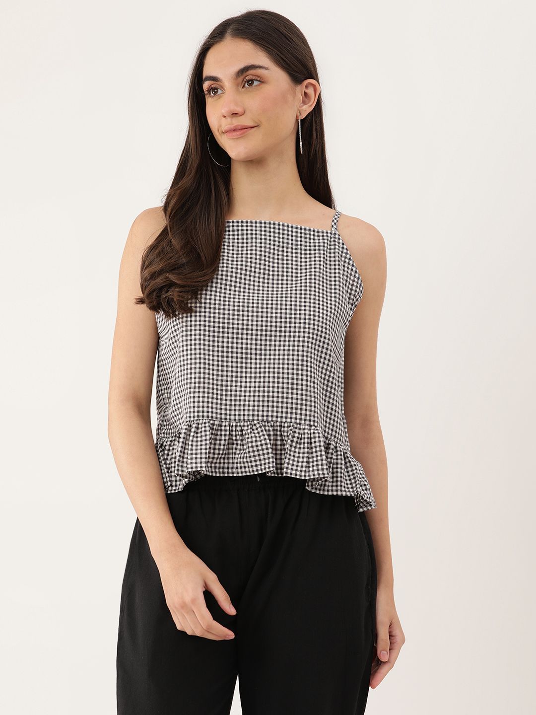 Black and White Regular Peplum Top.