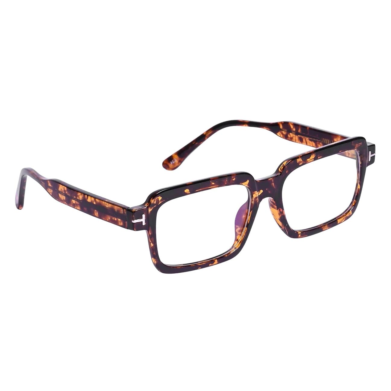Jodykoes Premium Pure Sheet Square Eyeglasses Spectacle Eyewear (Tiger Print)